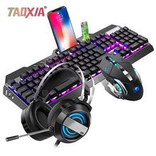 Load image into Gallery viewer, Mechanical Keyboard And Mouse Headset Three-piece Suit Desktop Computer Notebook Gaming Peripherals Home Internet Cafes E-sports
