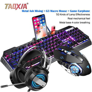 Mechanical Keyboard And Mouse Headset Three-piece Suit Desktop Computer Notebook Gaming Peripherals Home Internet Cafes E-sports