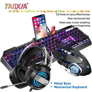Mechanical Keyboard And Mouse Headset Three-piece Suit Desktop Computer Notebook Gaming Peripherals Home Internet Cafes E-sports