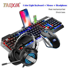 Load image into Gallery viewer, Mechanical Keyboard And Mouse Headset Three-piece Suit Desktop Computer Notebook Gaming Peripherals Home Internet Cafes E-sports
